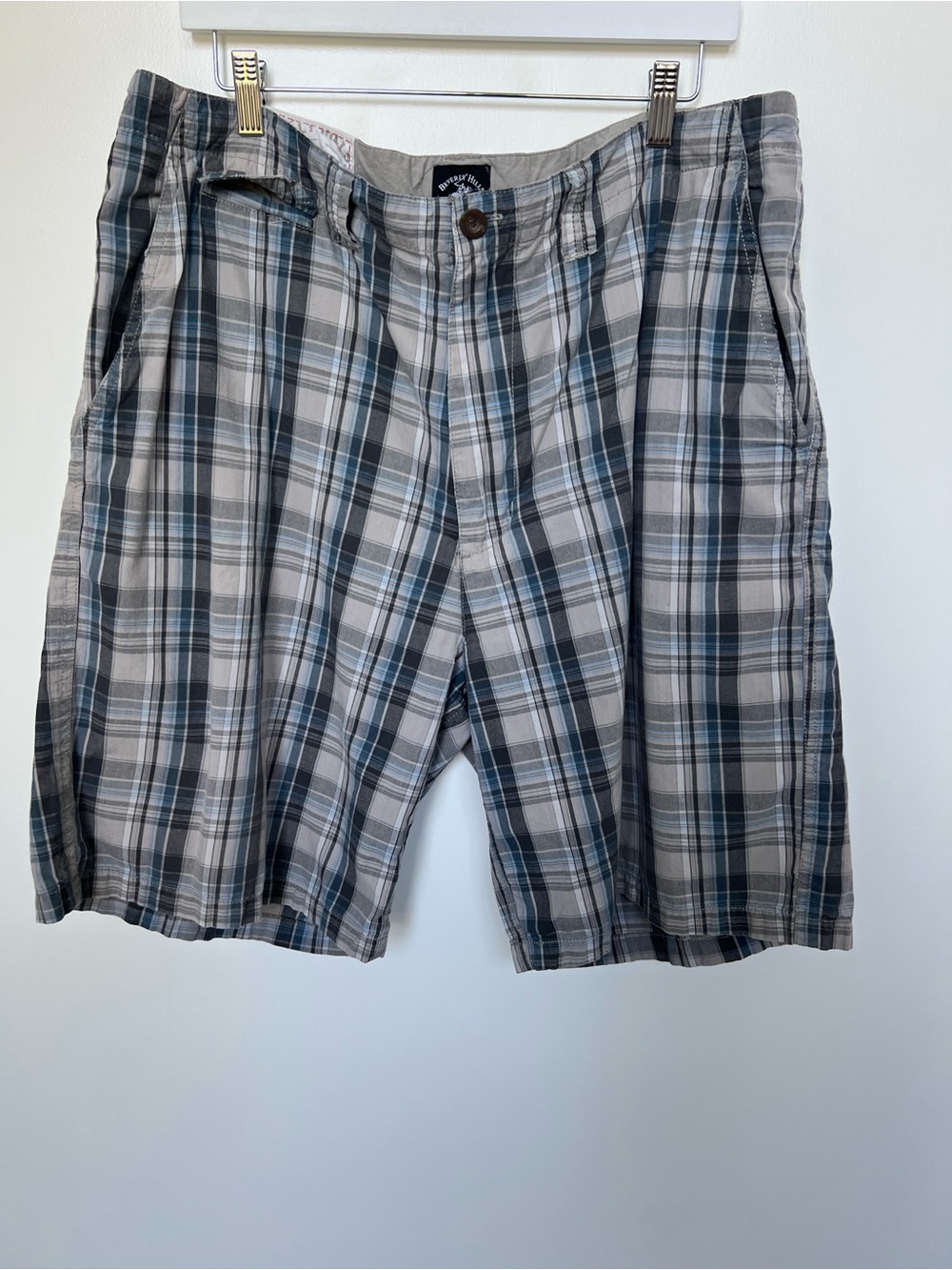 Beverly Hills Polo club Men's Plaid Casual Shorts - Gray & Blue
